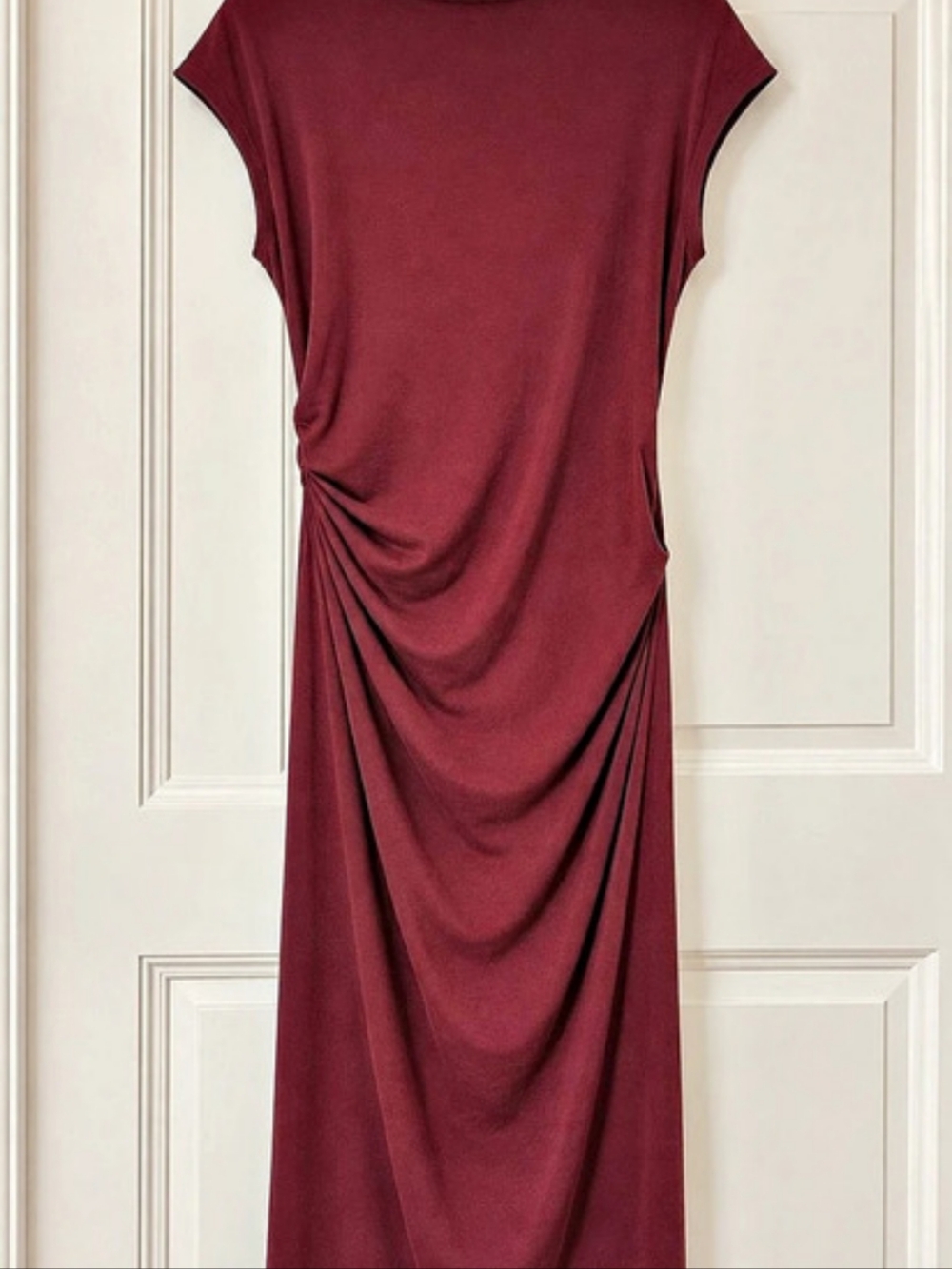 Ruched Maxi Dress in Burgundy Like New